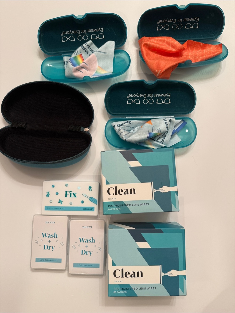 Bundle Lot Eyeglass Cleaning, Fixing, and Storage Kit, New